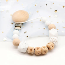 Load image into Gallery viewer, Personalized Name Handmade Silicone Pacifier Chains Safe Teething Chain Baby Teether Eco-friendly Pacifier Clips Holder Chain