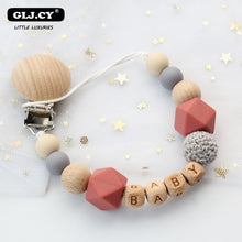 Load image into Gallery viewer, Personalized Name Handmade Silicone Pacifier Chains Safe Teething Chain Baby Teether Eco-friendly Pacifier Clips Holder Chain