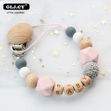 Load image into Gallery viewer, Personalized Name Handmade Silicone Pacifier Chains Safe Teething Chain Baby Teether Eco-friendly Pacifier Clips Holder Chain