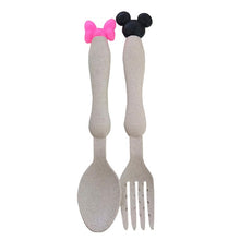 Load image into Gallery viewer, Wheat Straw Baby Dinner Bowl children cartoon tableware set kid dinner plate baby training Bowl spoon fork for dropping opp pack
