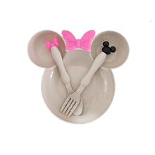Load image into Gallery viewer, Wheat Straw Baby Dinner Bowl children cartoon tableware set kid dinner plate baby training Bowl spoon fork for dropping opp pack
