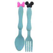 Load image into Gallery viewer, Wheat Straw Baby Dinner Bowl children cartoon tableware set kid dinner plate baby training Bowl spoon fork for dropping opp pack
