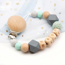 Load image into Gallery viewer, Personalized Name Handmade Silicone Pacifier Chains Safe Teething Chain Baby Teether Eco-friendly Pacifier Clips Holder Chain
