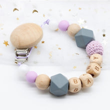 Load image into Gallery viewer, Personalized Name Handmade Silicone Pacifier Chains Safe Teething Chain Baby Teether Eco-friendly Pacifier Clips Holder Chain
