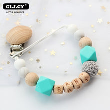 Load image into Gallery viewer, Personalized Name Handmade Silicone Pacifier Chains Safe Teething Chain Baby Teether Eco-friendly Pacifier Clips Holder Chain
