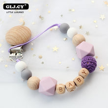 Load image into Gallery viewer, Personalized Name Handmade Silicone Pacifier Chains Safe Teething Chain Baby Teether Eco-friendly Pacifier Clips Holder Chain

