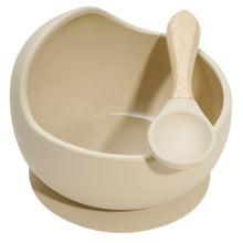 Load image into Gallery viewer, 22colors!!1set Silicone Baby Feeding Bowl Set Baby Learning Dishes Suction Bowl Set Wood Spoon Non-Slip
