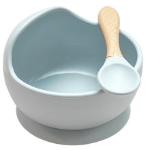 Load image into Gallery viewer, 22colors!!1set Silicone Baby Feeding Bowl Set Baby Learning Dishes Suction Bowl Set Wood Spoon Non-Slip
