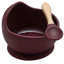 Load image into Gallery viewer, 22colors!!1set Silicone Baby Feeding Bowl Set Baby Learning Dishes Suction Bowl Set Wood Spoon Non-Slip
