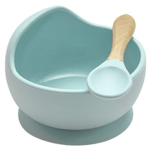 Load image into Gallery viewer, 22colors!!1set Silicone Baby Feeding Bowl Set Baby Learning Dishes Suction Bowl Set Wood Spoon Non-Slip
