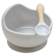 Load image into Gallery viewer, 22colors!!1set Silicone Baby Feeding Bowl Set Baby Learning Dishes Suction Bowl Set Wood Spoon Non-Slip
