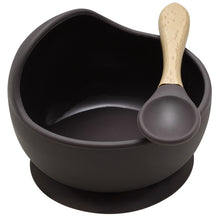 Load image into Gallery viewer, 22colors!!1set Silicone Baby Feeding Bowl Set Baby Learning Dishes Suction Bowl Set Wood Spoon Non-Slip
