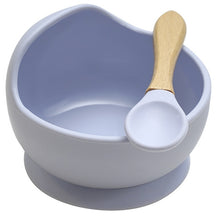Load image into Gallery viewer, 22colors!!1set Silicone Baby Feeding Bowl Set Baby Learning Dishes Suction Bowl Set Wood Spoon Non-Slip
