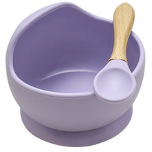 Load image into Gallery viewer, 22colors!!1set Silicone Baby Feeding Bowl Set Baby Learning Dishes Suction Bowl Set Wood Spoon Non-Slip
