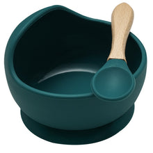 Load image into Gallery viewer, 22colors!!1set Silicone Baby Feeding Bowl Set Baby Learning Dishes Suction Bowl Set Wood Spoon Non-Slip
