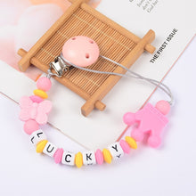 Load image into Gallery viewer, Food Grade Safe Silicone Baby Pacifier Chain/Clip Cute Crown Pacifier Clips Nipple Holder for Baby Personalized Name Pacifier
