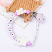 Load image into Gallery viewer, Food Grade Safe Silicone Baby Pacifier Chain/Clip Cute Crown Pacifier Clips Nipple Holder for Baby Personalized Name Pacifier
