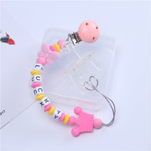 Load image into Gallery viewer, Food Grade Safe Silicone Baby Pacifier Chain/Clip Cute Crown Pacifier Clips Nipple Holder for Baby Personalized Name Pacifier
