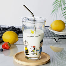 Load image into Gallery viewer, 400ML and 450ML Glass Water Cup Straw Glass Child Scale Cup Breakfast Milk Cup Juice Cup Seal with Handle Children's Breakfast C
