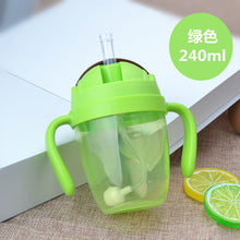 Load image into Gallery viewer, Wide mouth plastic bottle infant learning drink cup children PP water cup with straw training cup
