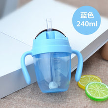 Load image into Gallery viewer, Wide mouth plastic bottle infant learning drink cup children PP water cup with straw training cup
