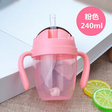Load image into Gallery viewer, Wide mouth plastic bottle infant learning drink cup children PP water cup with straw training cup
